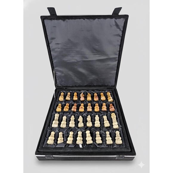 Handmade Marble Chess Set Brown chess Board & Pieces storage box Christmas gift - Picture 11 of 16